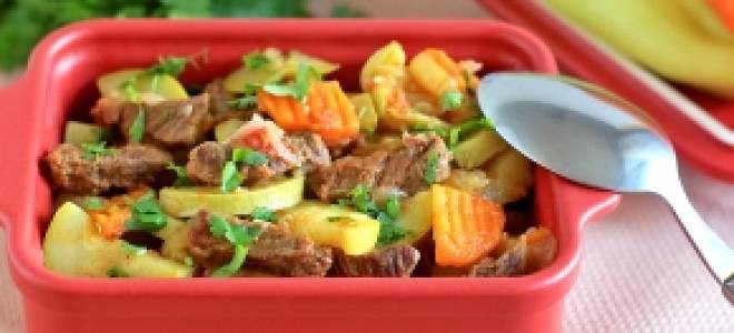 Рецепт мясо с кабачками и помидорами